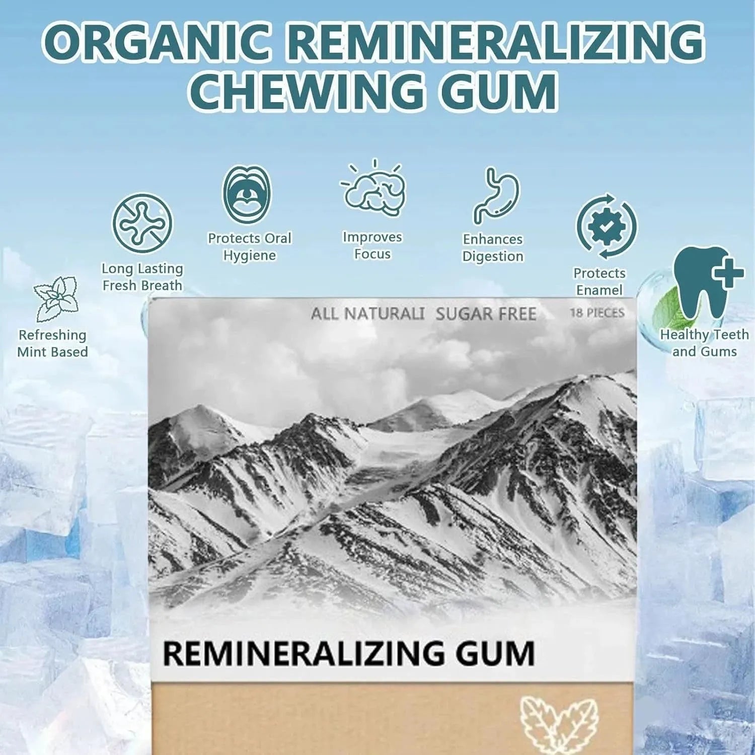 Box of frankincense mint supplement with 18 tablets, mint flavour, dietary supplement packaging