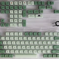 124 green matcha themed PBT keycaps for mechanical keyboards arranged by language layout