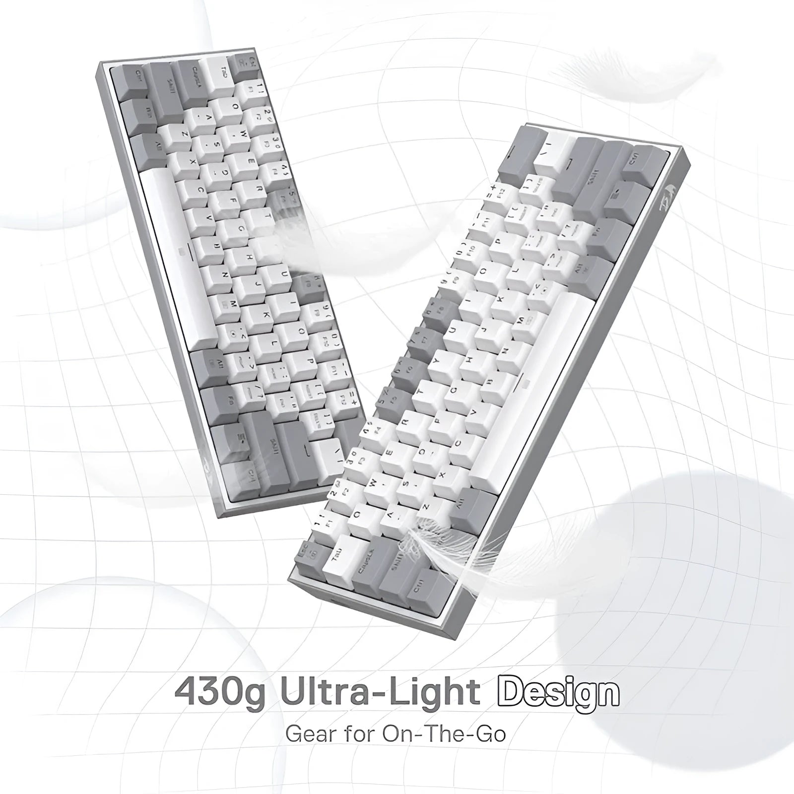 White and pink K617 wired mechanical keyboard with RGB backlighting lit up.