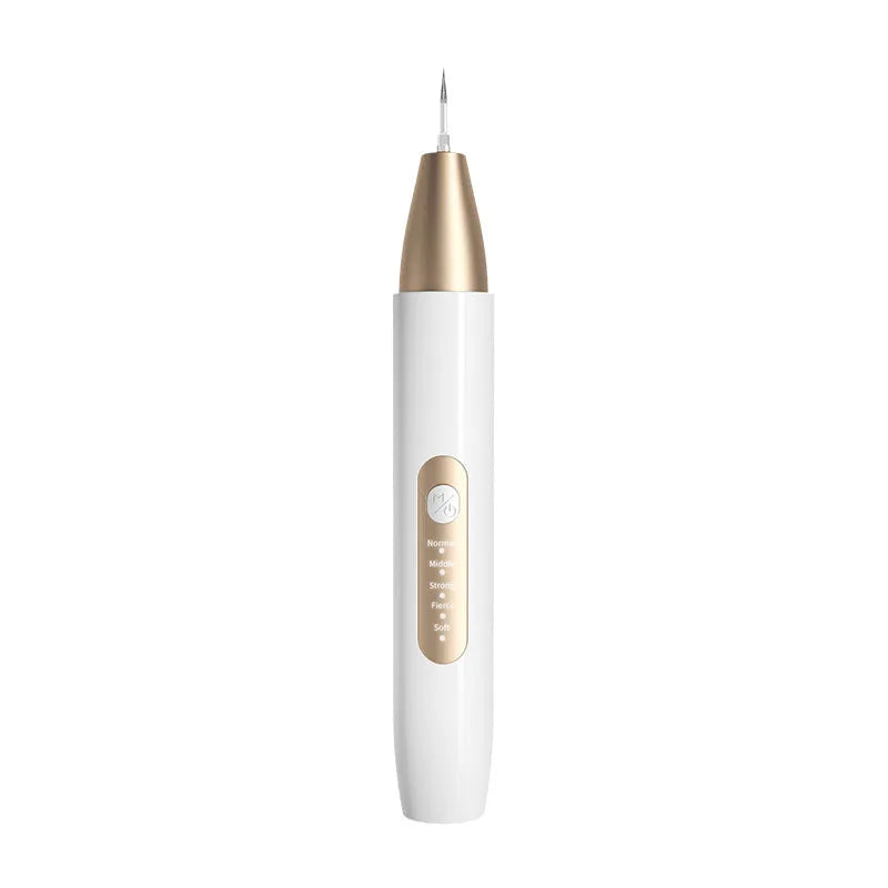 Gold-coloured ultrasonic tooth cleaning device for removing tartar and stains