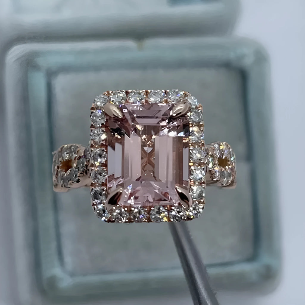 Rose gold geometric electroplated alloy ring on white background, unisex design