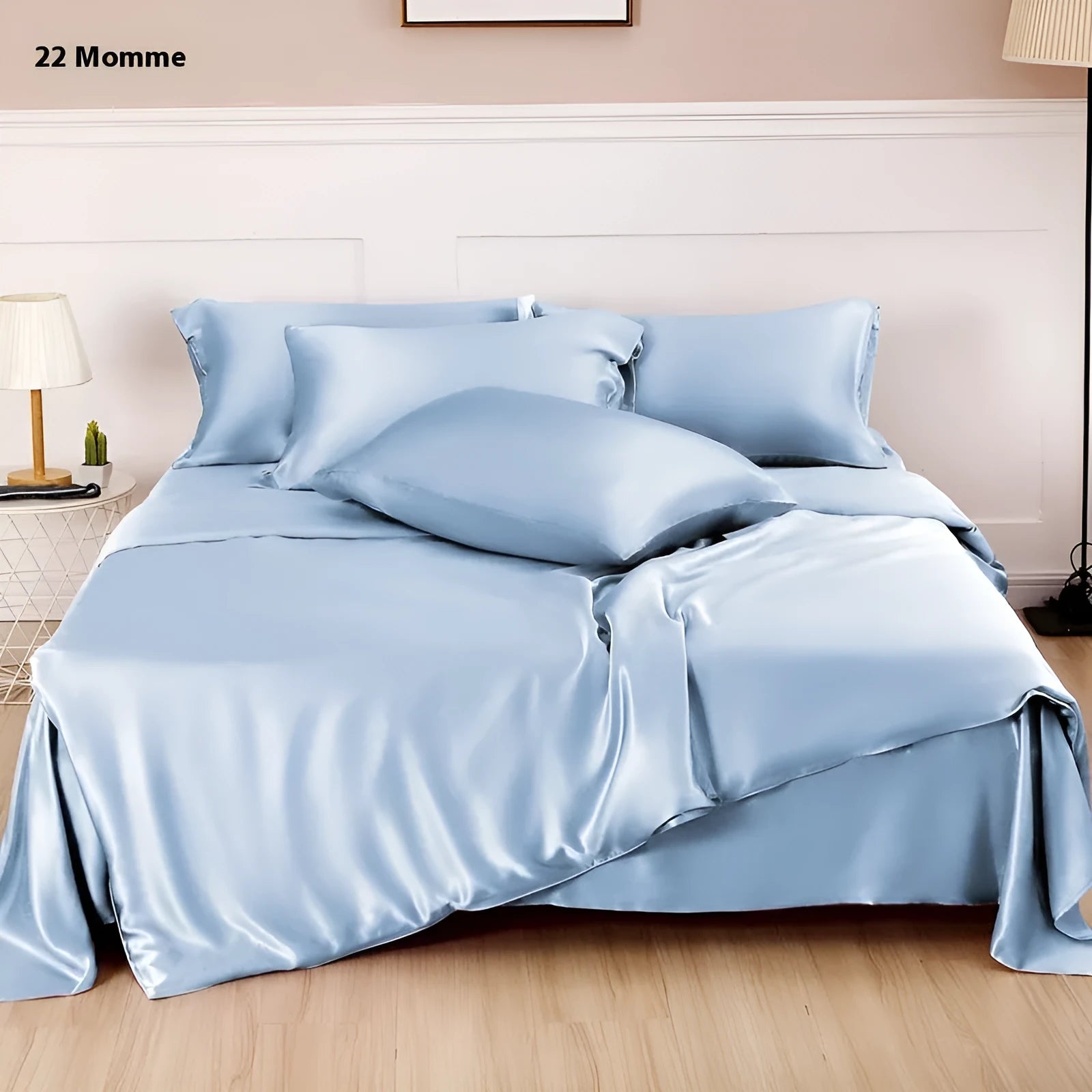Silk double-sided duvet cover showing reversible design in solid colours including lotus pink, pea green, and bright brown