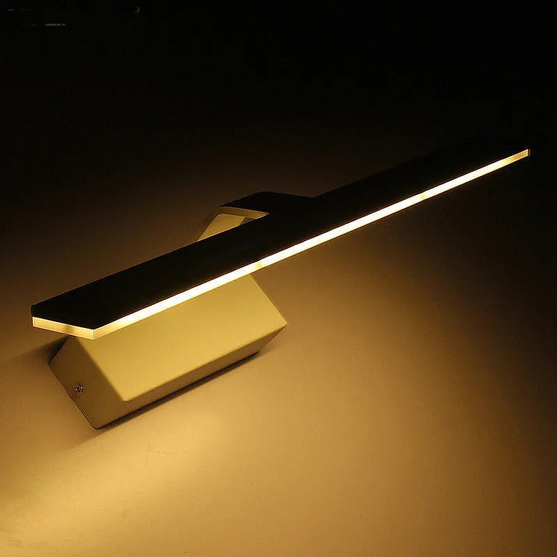 White LED mirror headlight with three light colour options mounted above bathroom mirror