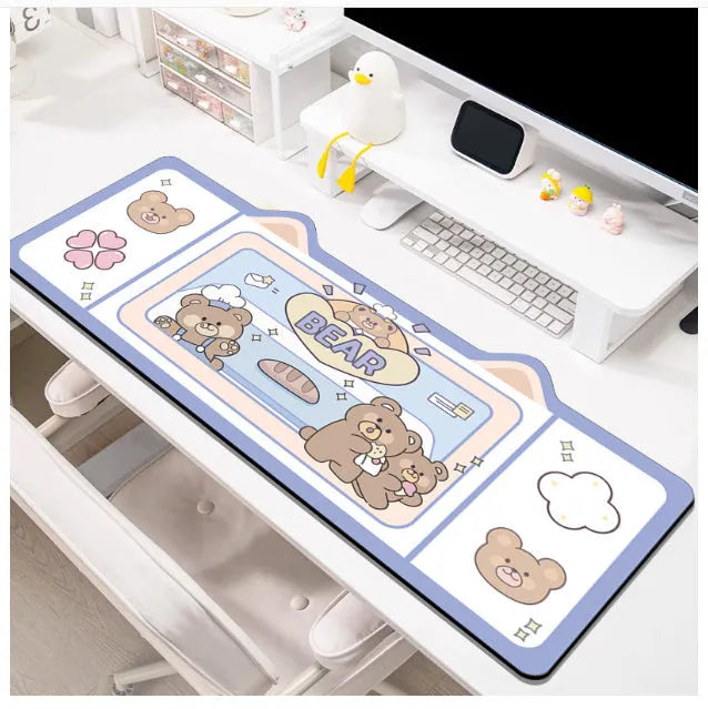 Oversized natural rubber desk mat in solid colour, extra large 50x100cm size for office and gaming use