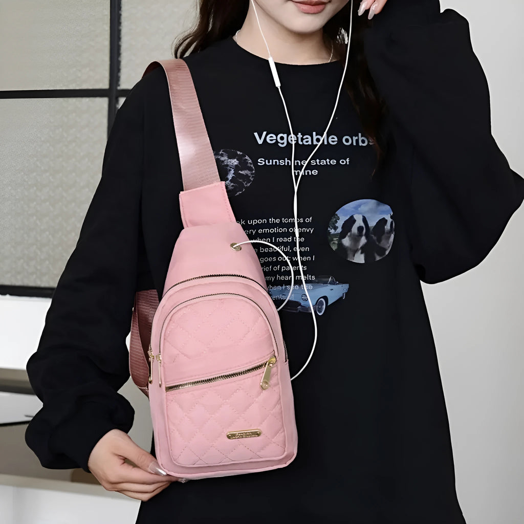 New crossbody sports chest bag in Oxford cloth with plaid design, multiple colours available for daily use.