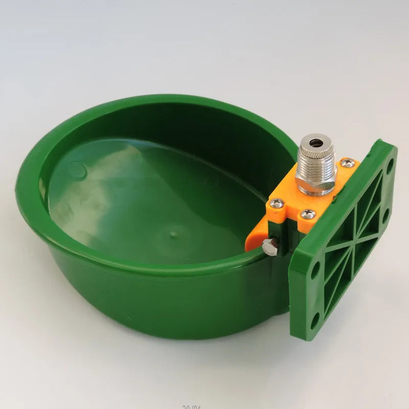 Green plastic automatic sheep drinking bowl with water nozzle for pigs and sheep