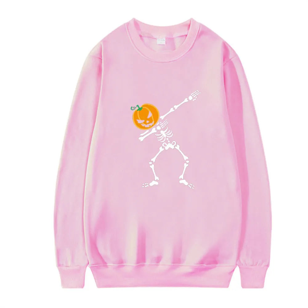Women's printed long sleeve crew neck top in a cotton-polyester blend, shown in one of five available colours.