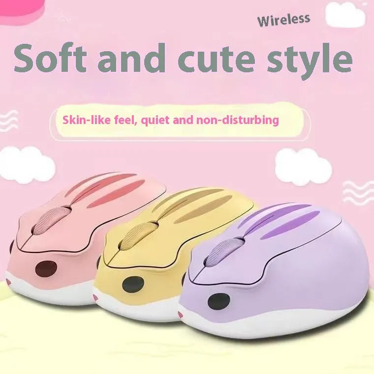 Bluetooth wireless mouse with silent click in yellow, pink or grey colours