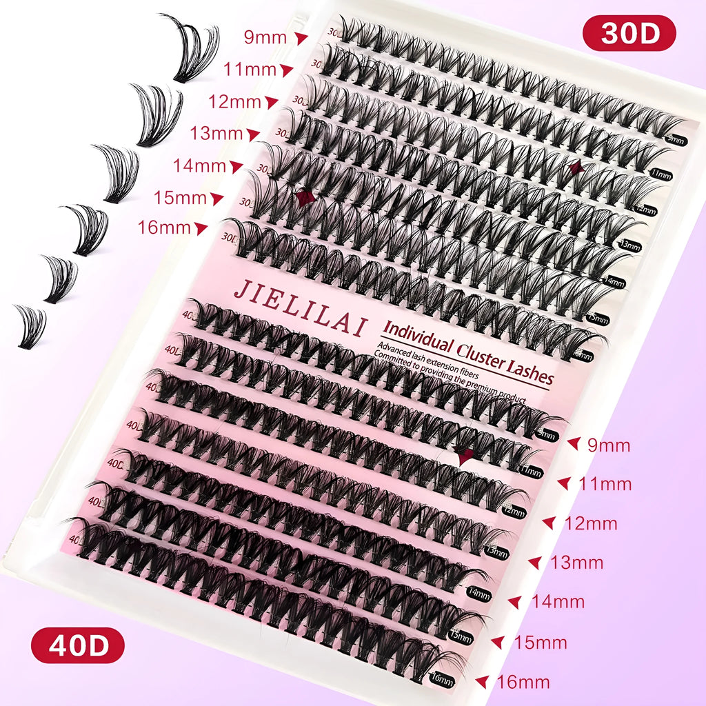 DIY cluster lashes mixed package false eyelashes 30D 40D high-grade fiber 9-16mm with tweezers