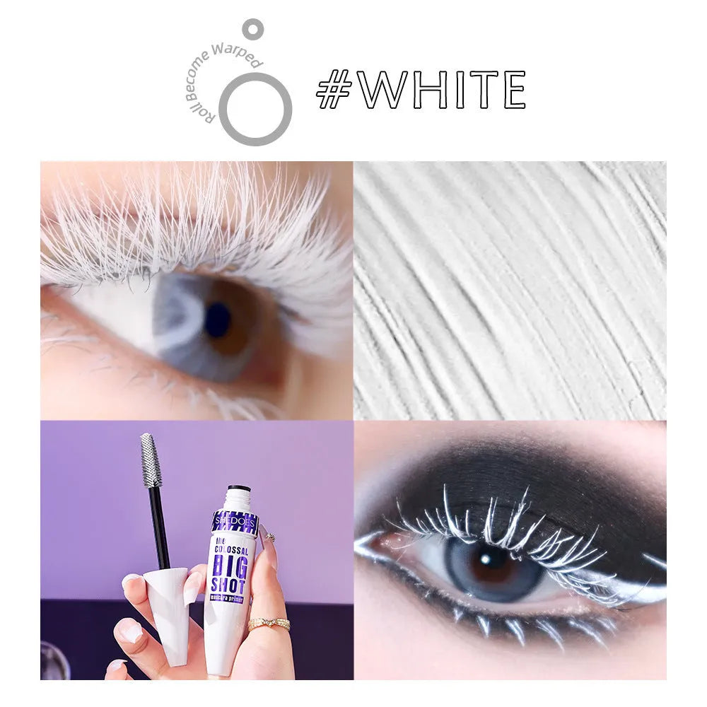 White waterproof mascara tube with 10ML content for curling and shaping lashes