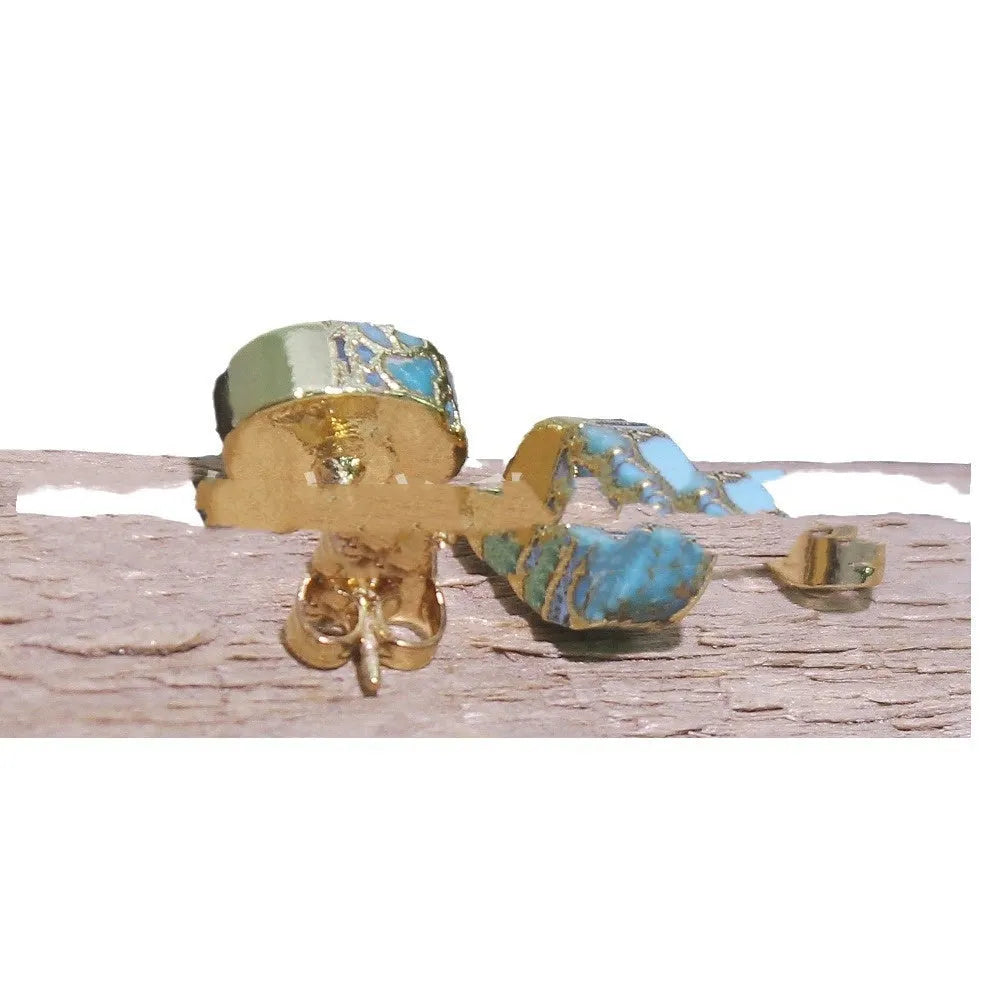 Natural stone bohemian style stud earrings with irregular handmade design in colour ER1031