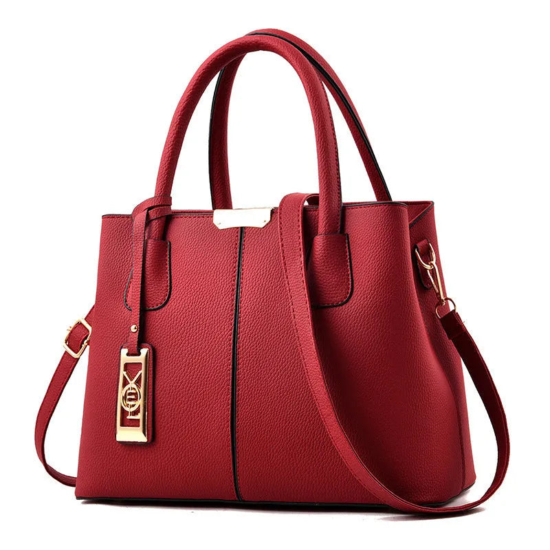 Women's large capacity shoulder bag in soft PU material with leather strap, horizontal square shape