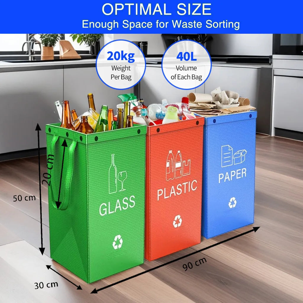 Blue handbag-style waterproof rubbish bin with handle for 40L waste classification