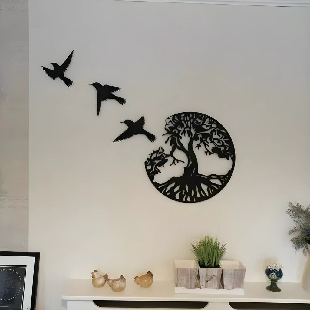 Black electroplated iron decorative wall hanging ornament modern simple style with iron strap for hanging