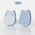 Brown silicone pet grooming comb with dual bristle design for cats and dogs on white background