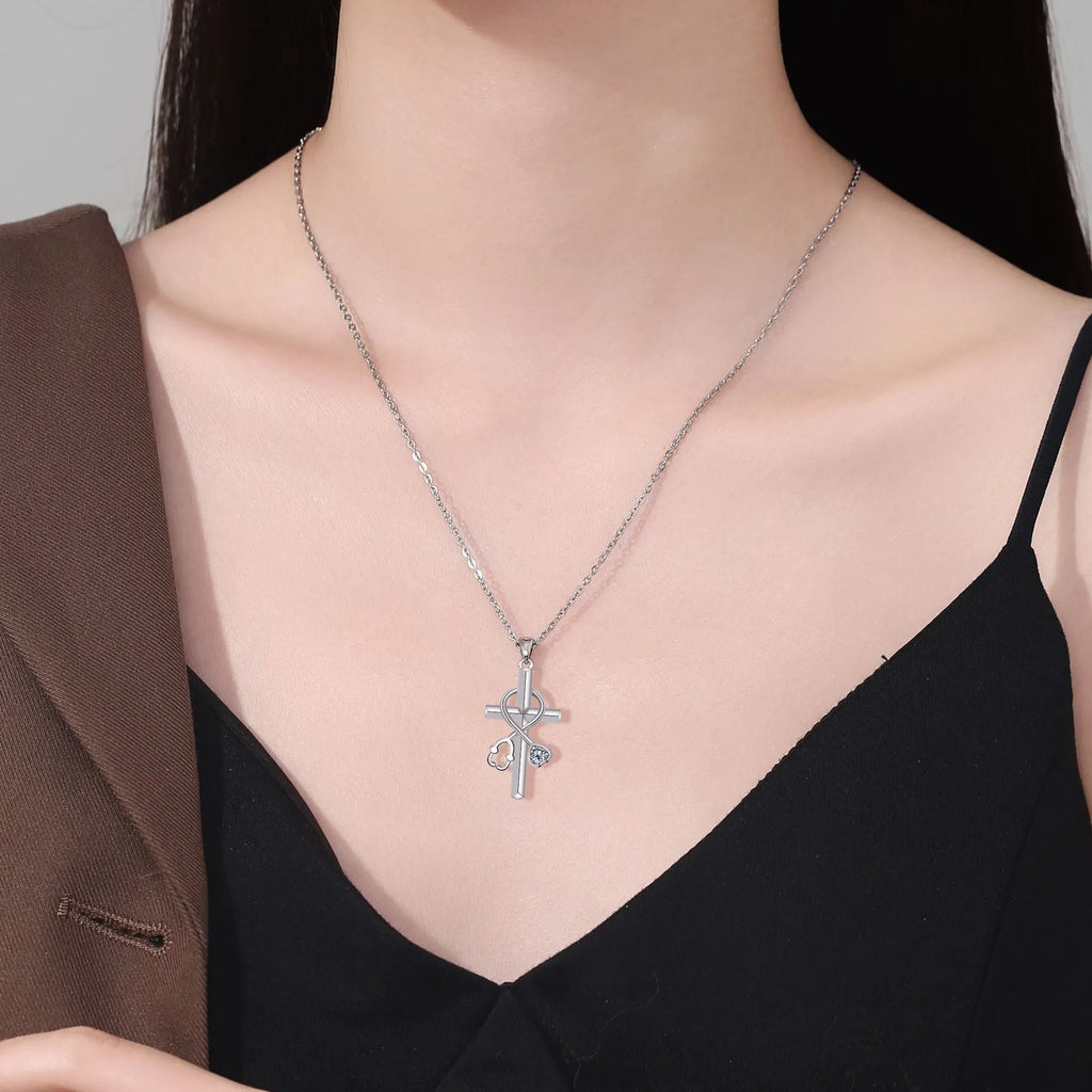 Women's cross stethoscope necklace with electroplated copper pendant and medical-themed design