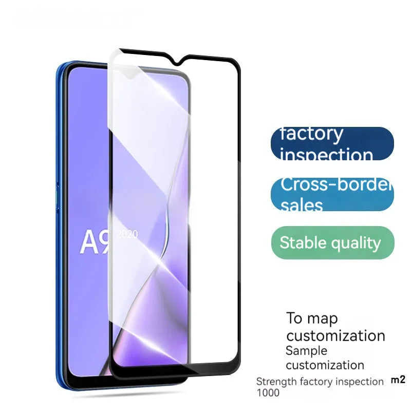 Full screen tempered glass screen protector for OPPO A9 2020 in black