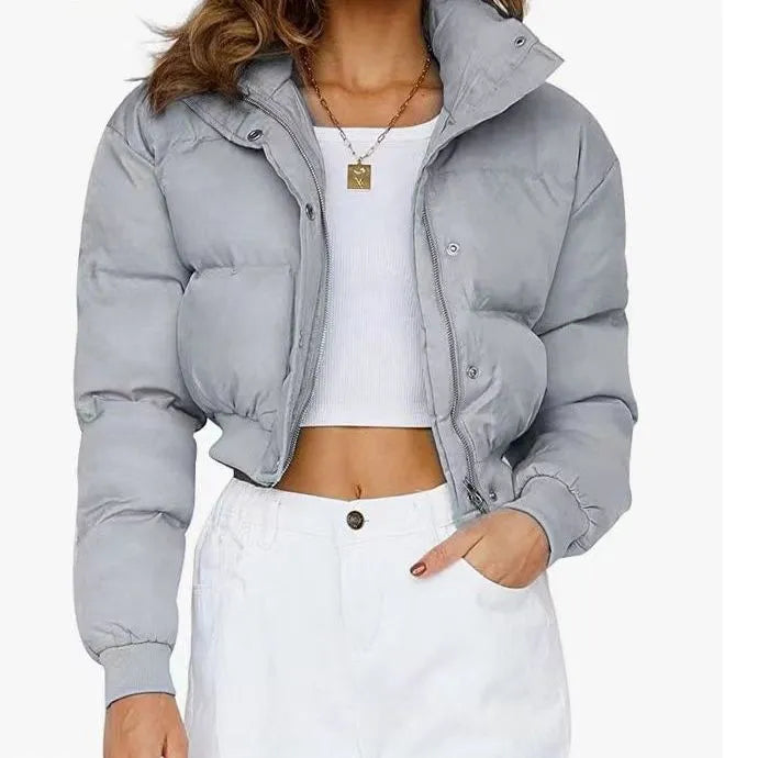 Women's loose polyester long sleeve jacket in blue with regular sleeve and relaxed fit