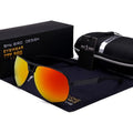 Men's orange red polarised aviator sunglasses with metal frame and TAC lenses