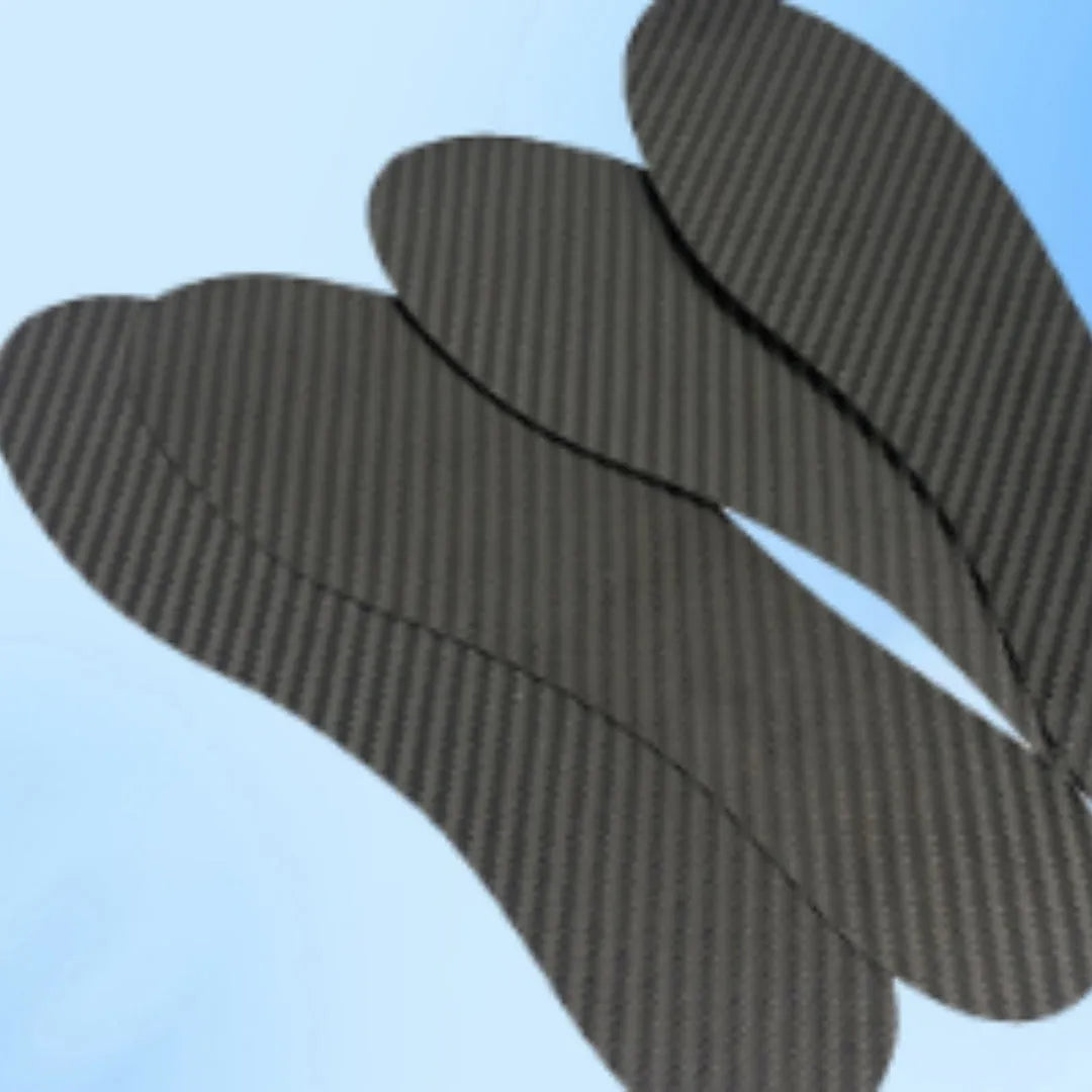Black carbon fibre running insoles for shock absorption with size range 34-48
