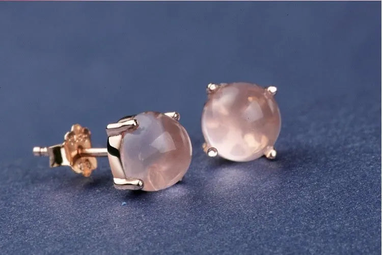 Rose gold drop shape synthetic quartz stud earrings with Korean style design