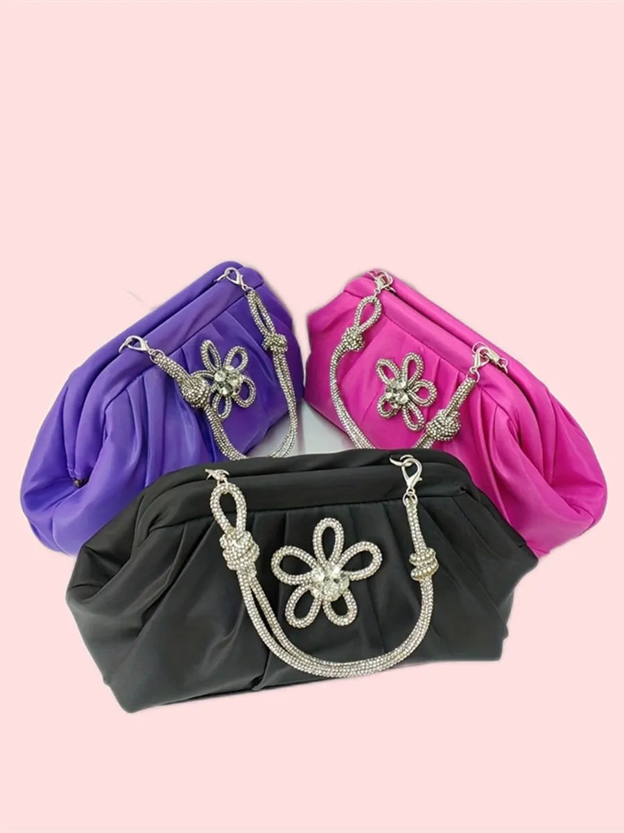 Women's polyester crossbody messenger bag in shell shape with chain decoration
