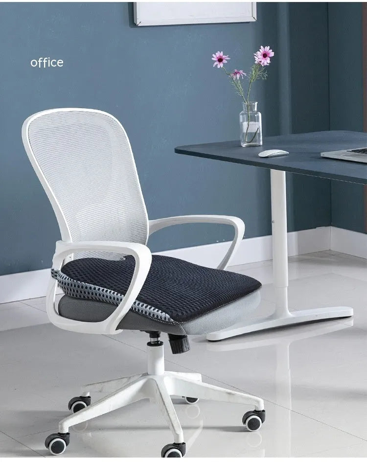 Memory foam seat cushion with an adjustable strap in black, grey, and creamy white colours.