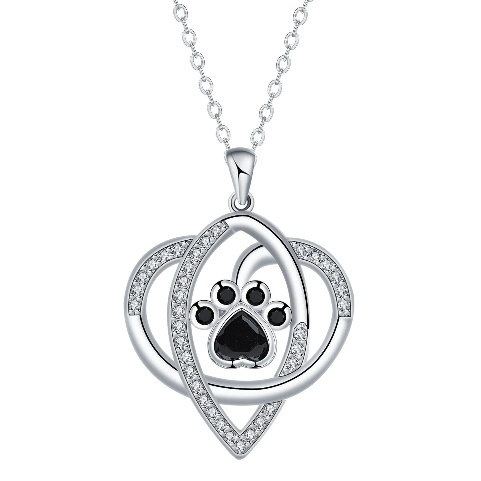 Women's copper necklace with dog and cat paw print pendant on cross chain