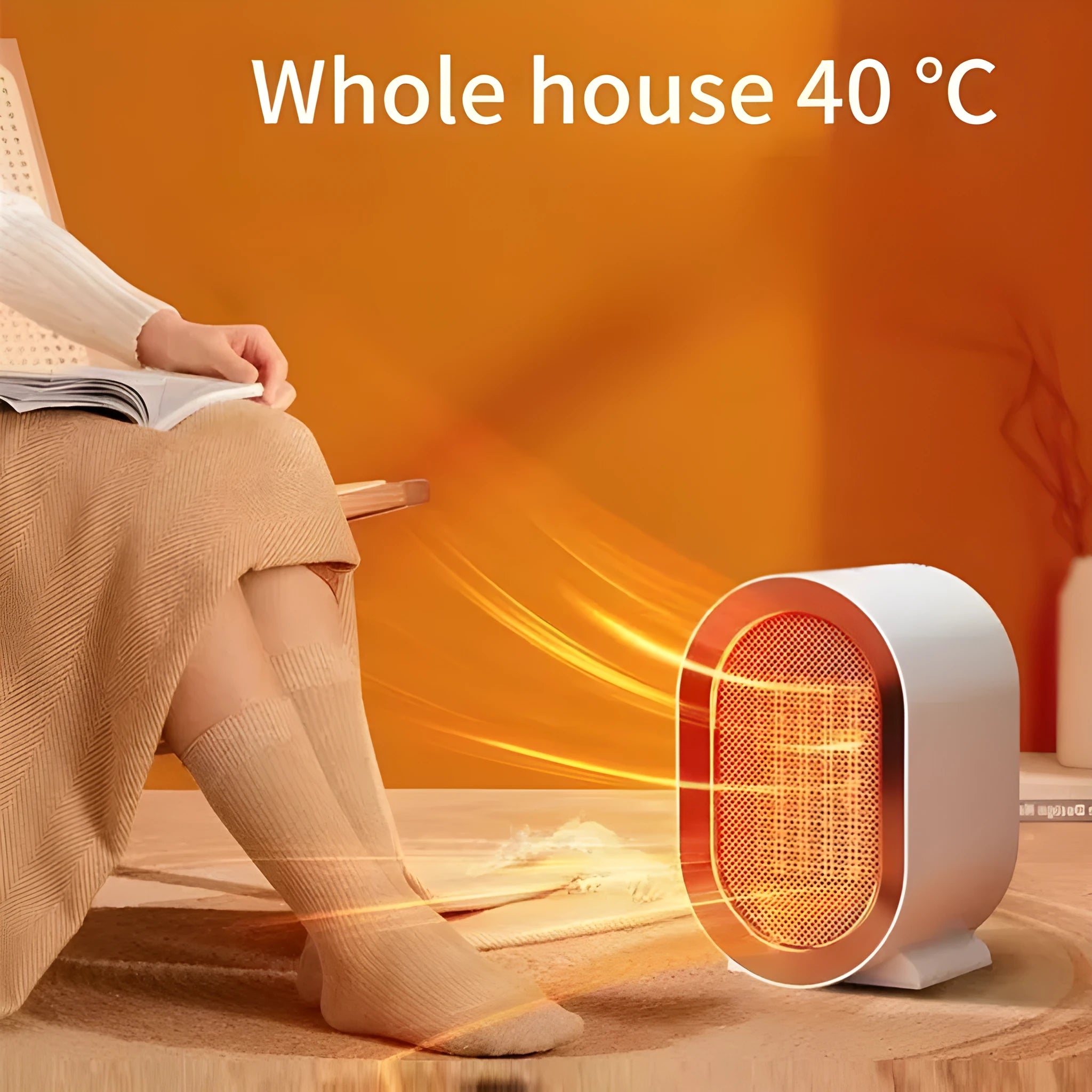 Desktop ceramic heater with mechanical controls available in multiple colours with international plug options