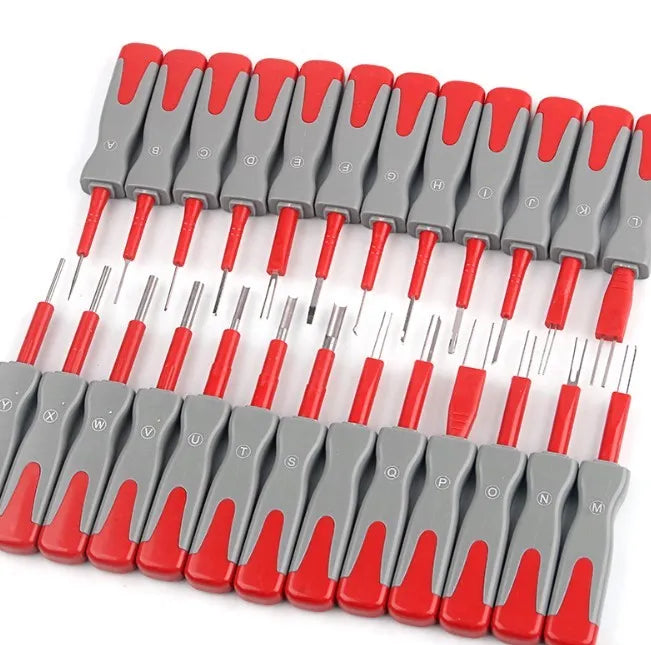 25-piece car terminal removal tool set in a storage case for wire harness disassembly