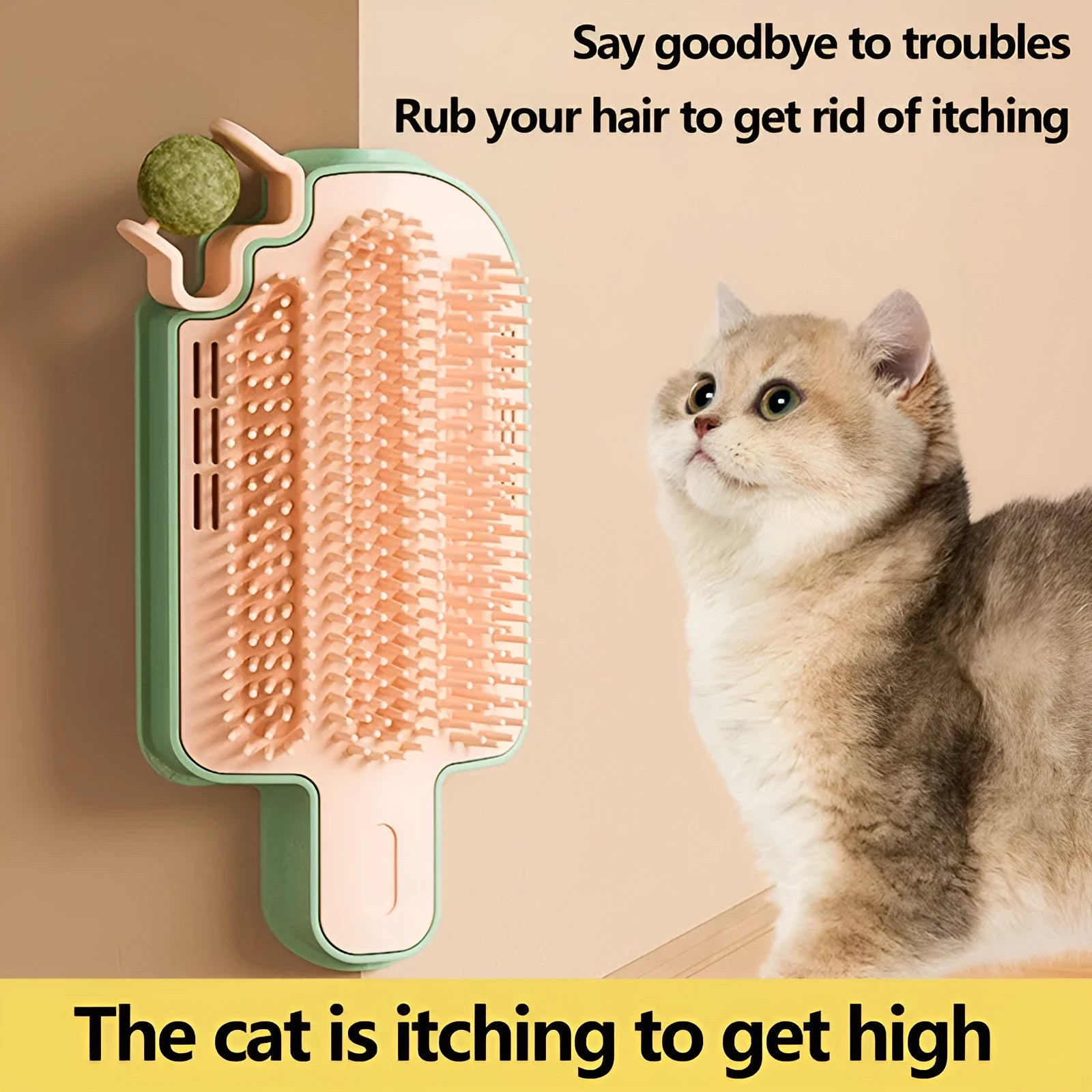 Ice cream shaped cat itch remover toy made of PP material for self grooming and massage