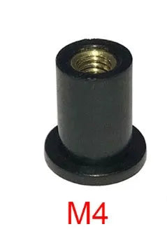 Black brass expansion rubber well nuts for motorcycle panel mounting in M4 M5 M6 sizes