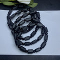 Natural black tourmaline rough stone bracelet unisex 10mm bead size about 8.5mm to 9mm