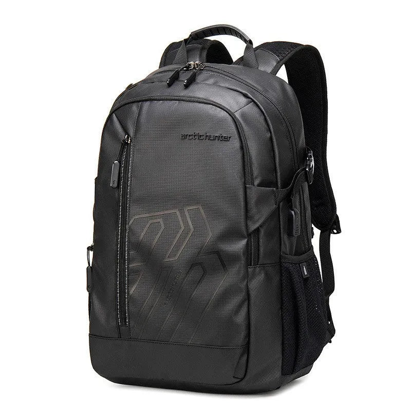 Blue plaid patterned 18 inch casual polyester laptop backpack with curved shoulder strap