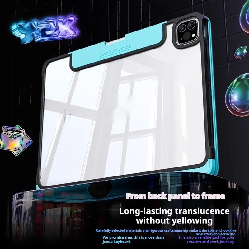 Blue Miaocontrol keyboard protective case for iPad Pro 13-inch tablet showing shockproof construction