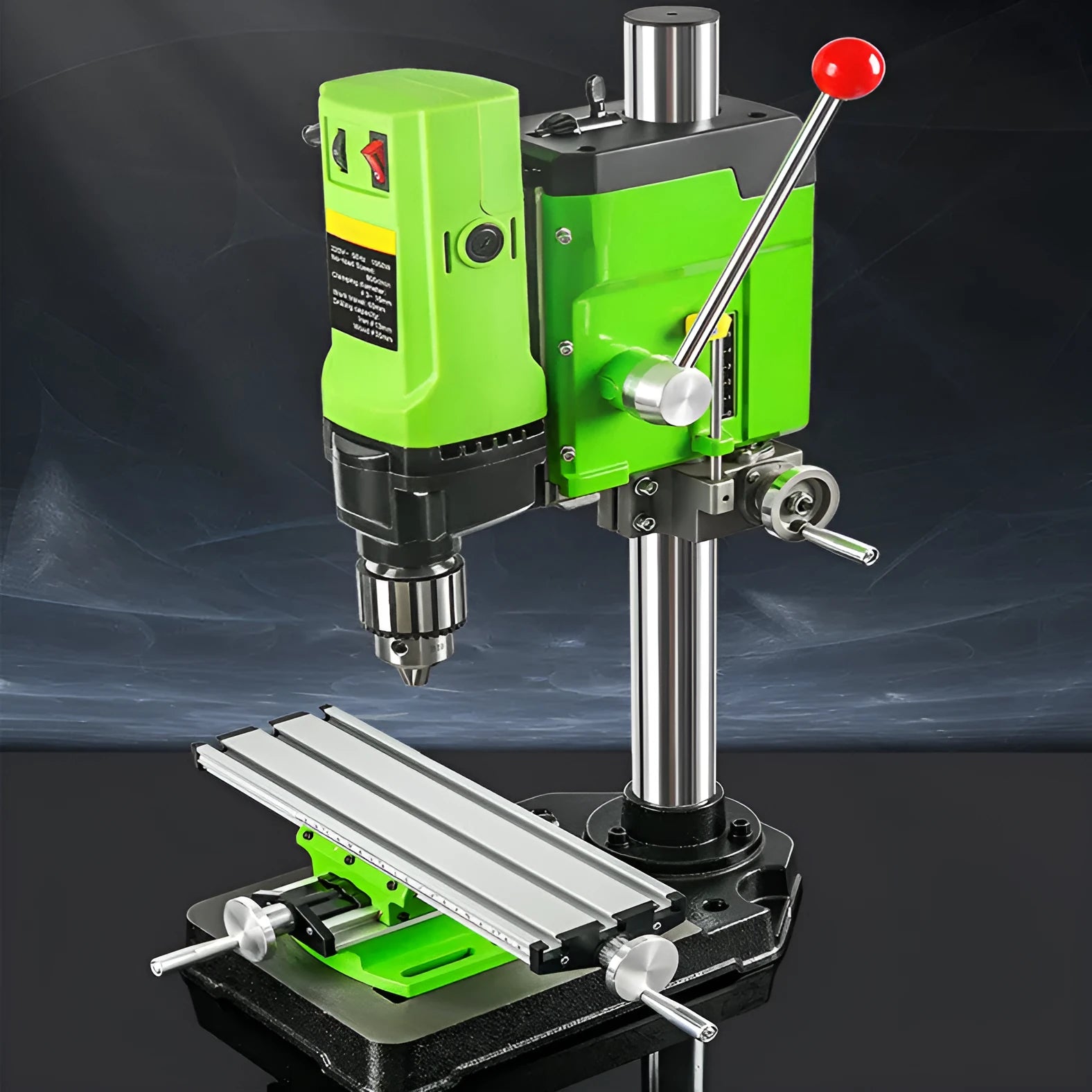 1050W bench drill and milling machine with cross bench pliers on workshop bench