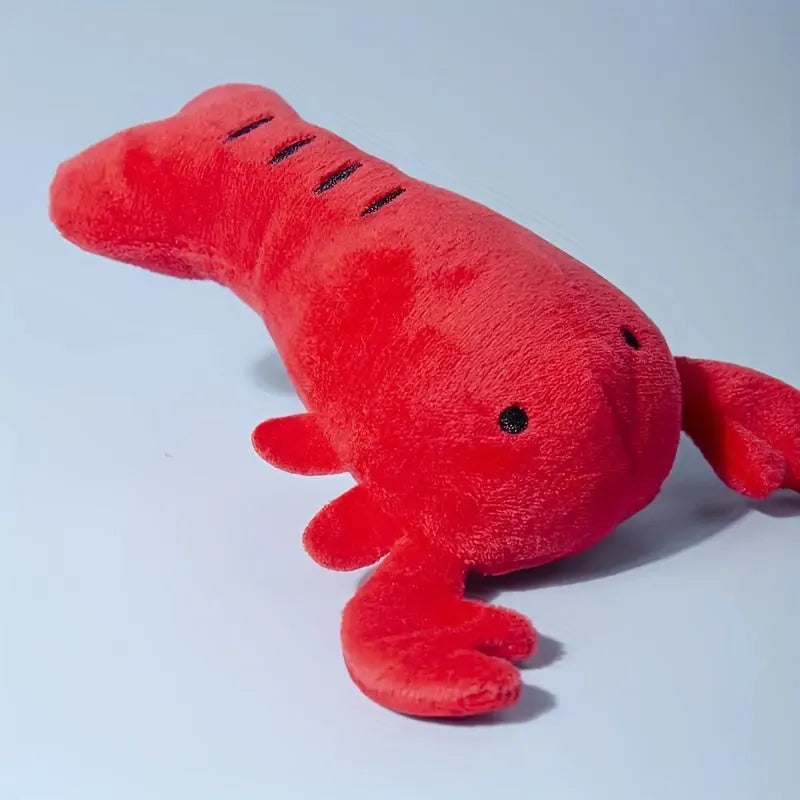 Red lobster stuffed dog toy with squeaker for small and medium sized dogs
