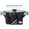 Black nylon dog walking waist bag with integrated leash for hands-free outdoor pet training