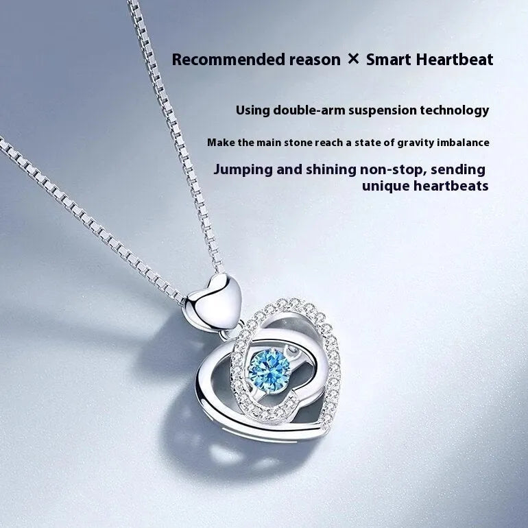 Blue heart necklace and bracelet set with electroplated copper construction and mixed gem inlay