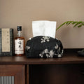 New Chinese style brocade fabric tissue box with embroidery white plum pattern