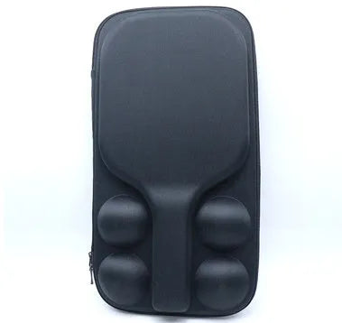 Black waterproof pickleball racket storage bag with dual shoulder straps