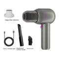 XC-06 grey portable handheld car vacuum cleaner with accessories including brush nozzle and extended nozzle
