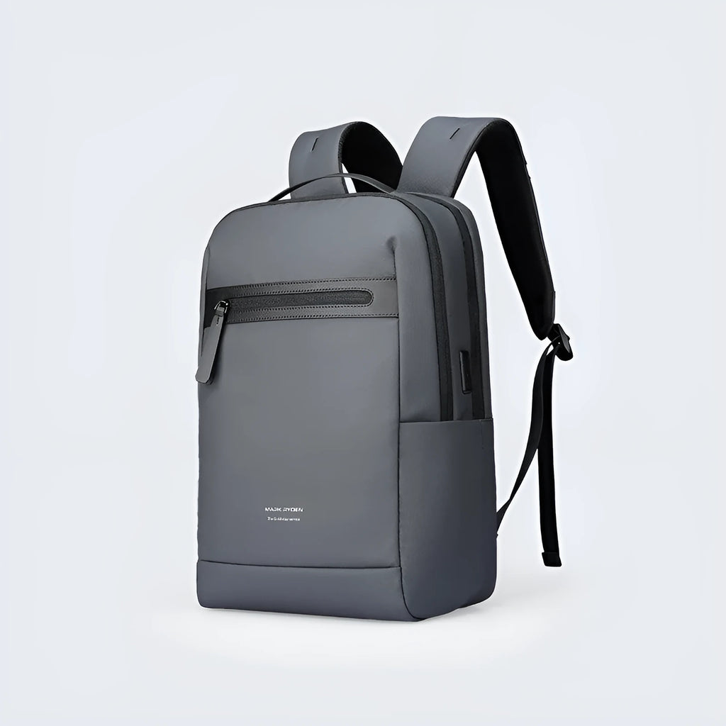 Graphite grey USB business backpack with oxford cloth construction and under 20 litre capacity