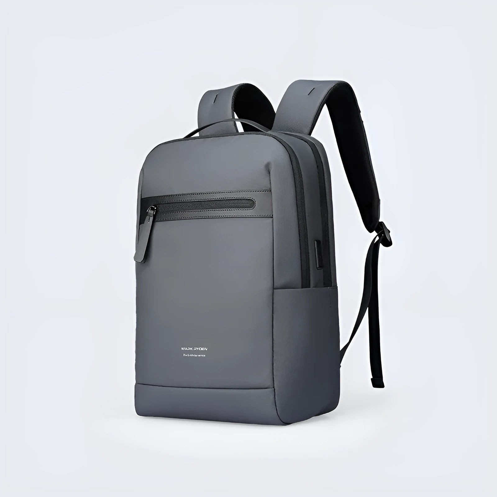 Graphite grey USB business backpack with oxford cloth construction and under 20 litre capacity