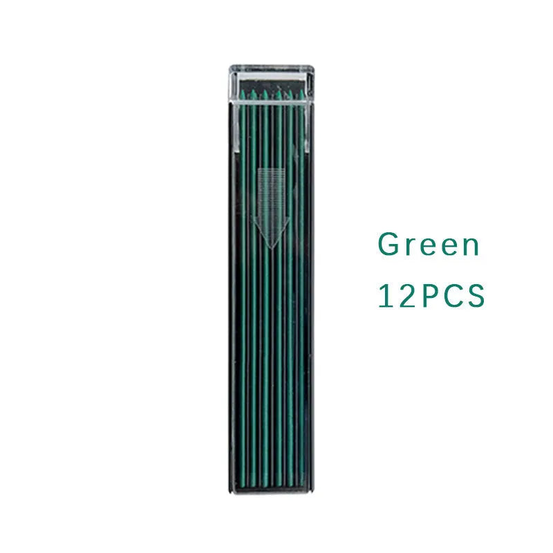 Box of 12 coloured 0.5mm mechanical pencil refills for drawing and painting