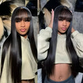 Women's natural color full-mechanism headgear wig in 100% human hair with 150% density and 20 inch length