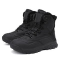 Men's black fleece-lined high-top lace-up boots with a ribbed sole.