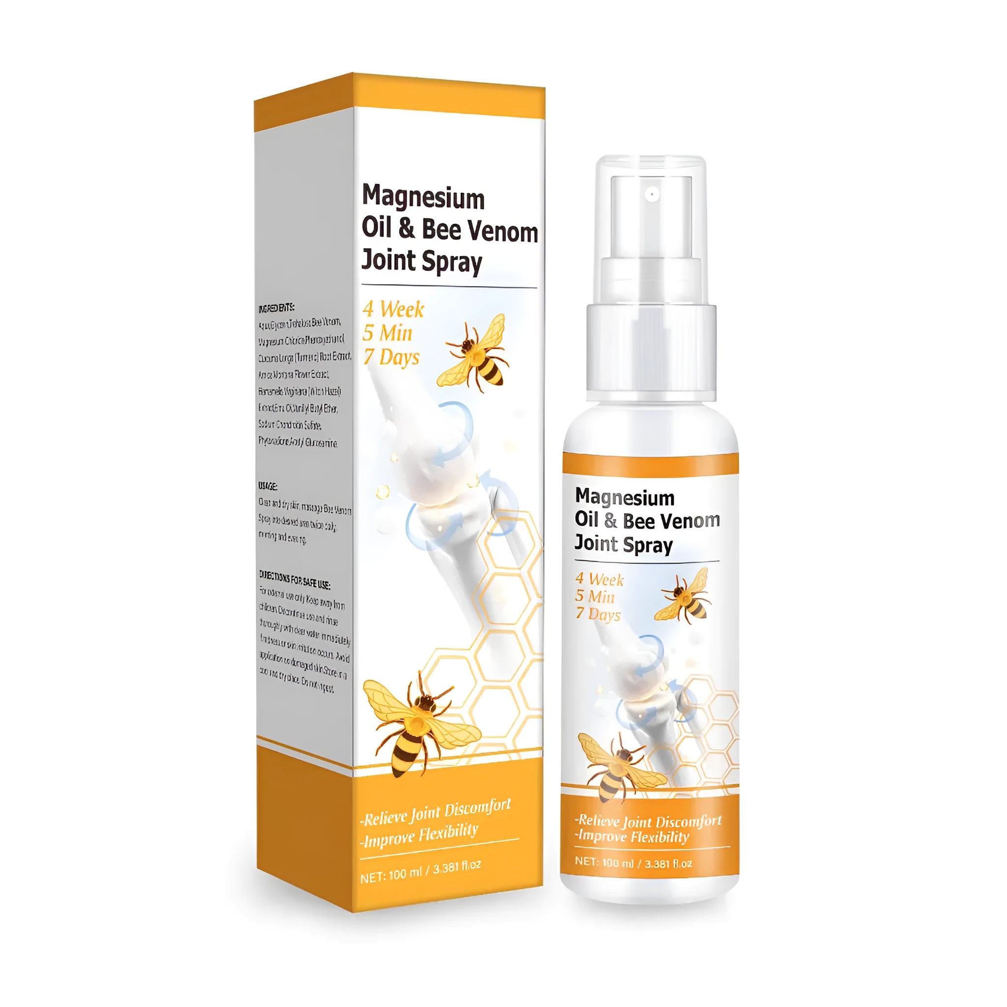 Magnesium oil bee joint spray gel bottle with 100ml volume and spray applicator