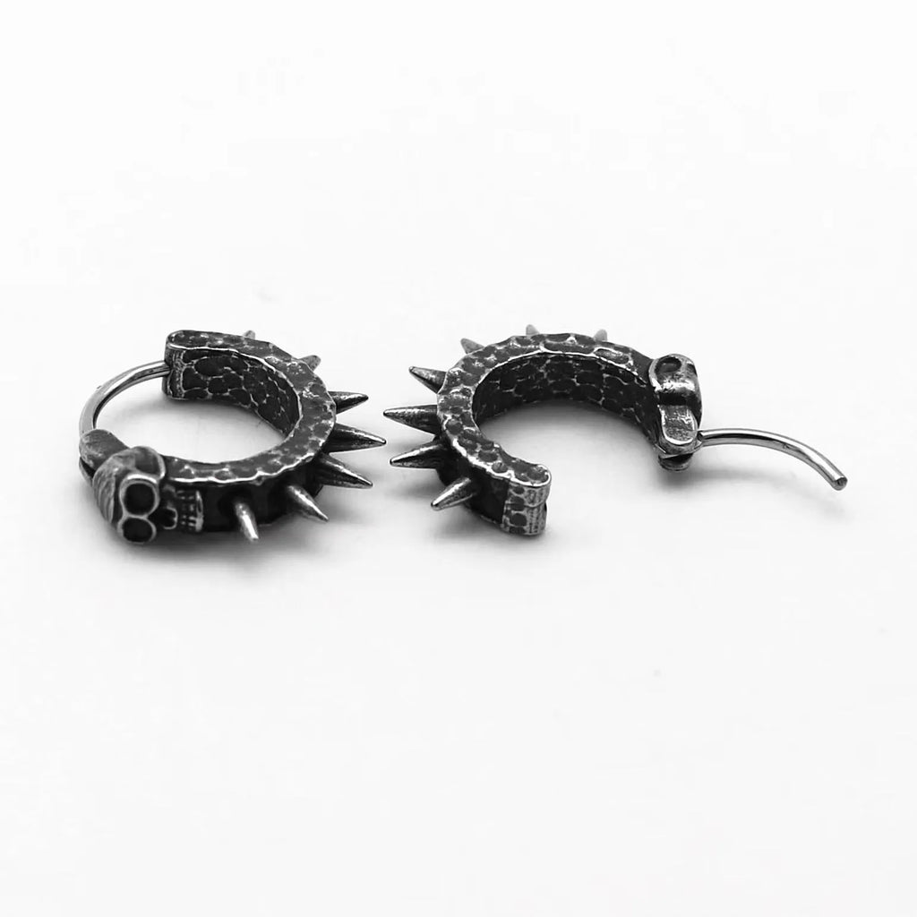 Alloy geometric motorcycle earrings with retro black copper plastic punk style