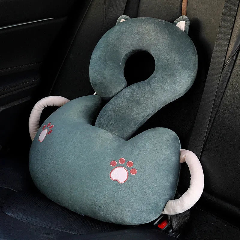 Square cartoon cushion with a question mark and animal design, 65x65cm in size.